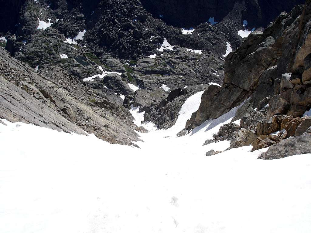 Looking down the Cross Couloir