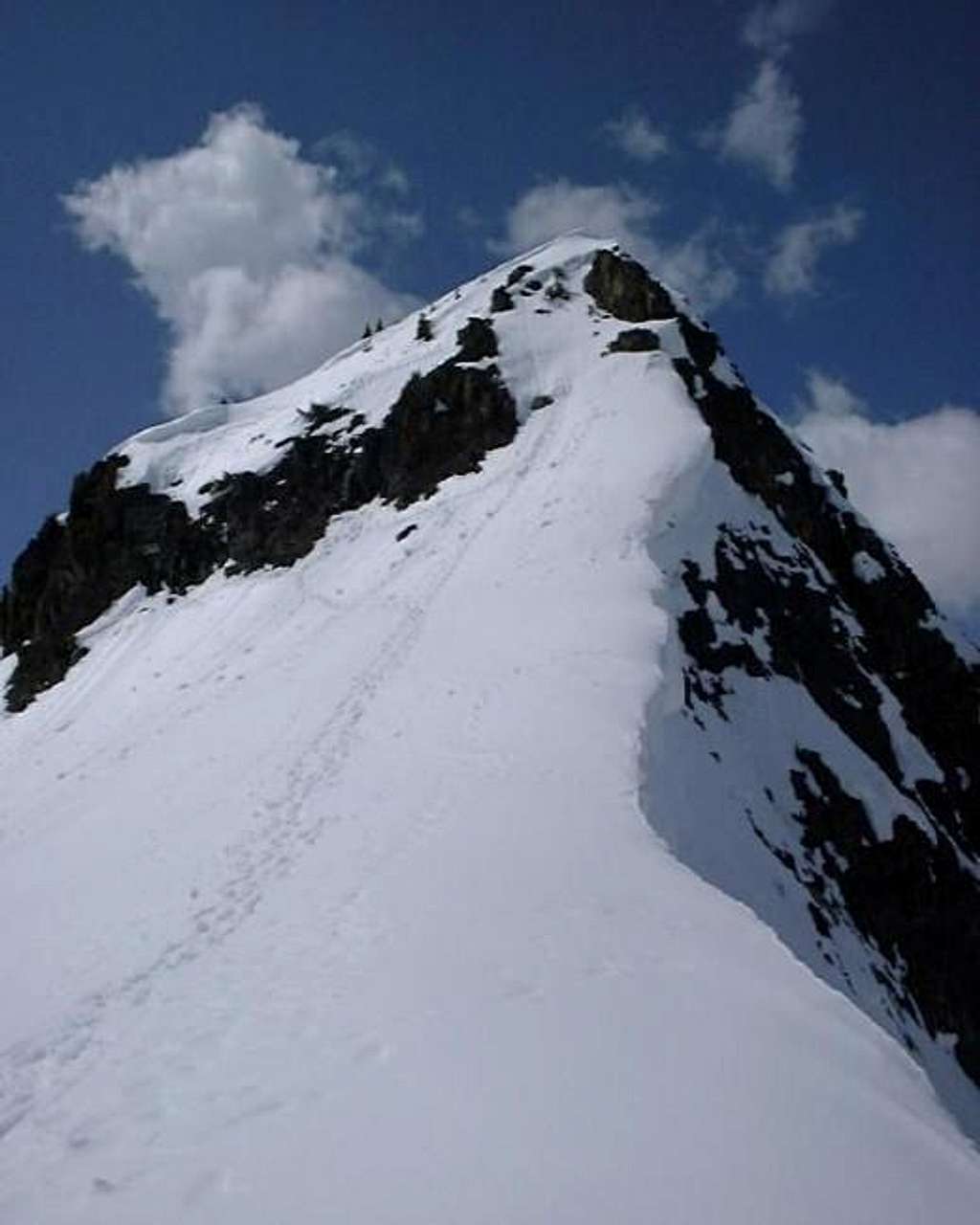 Looking up at the summit of...