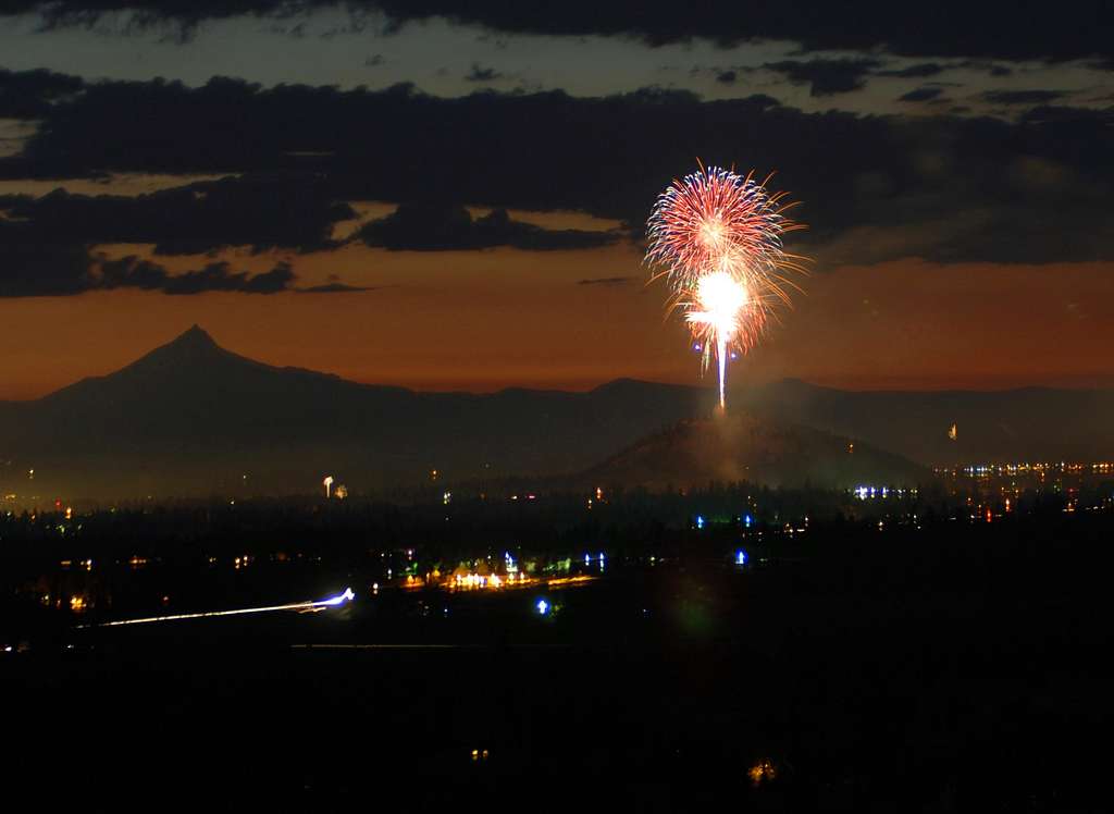 Last Night's Fireworks over Bend with Jefferson as the Background