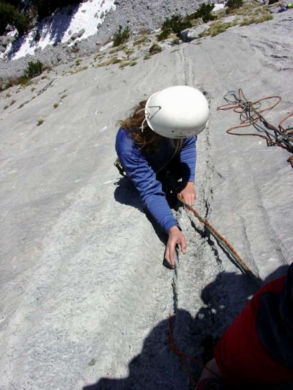 Climbing on water grooves at...