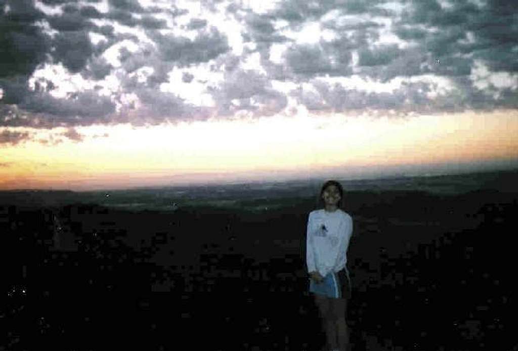 Rachel on Slide Mountain at  Sunrise