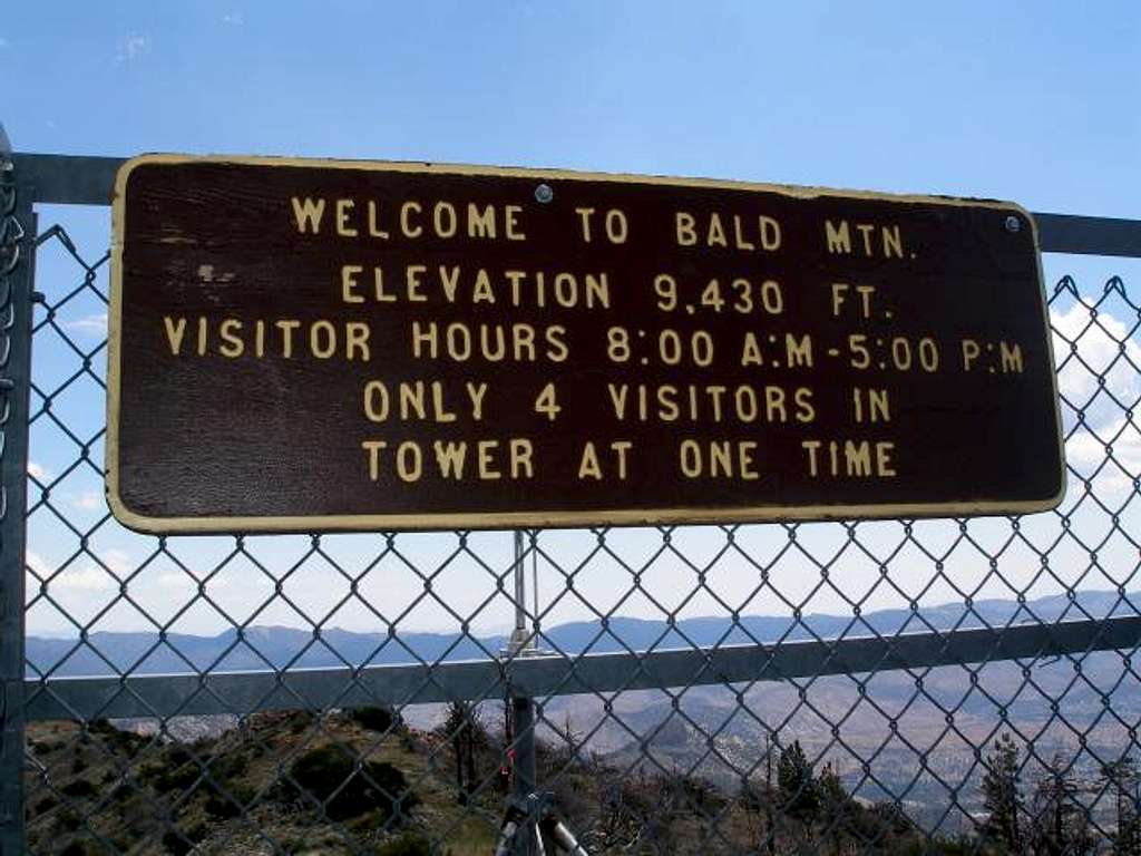 Bald Mtn Tower Sign