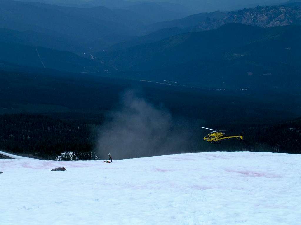 Rescue helicopter on Shasta