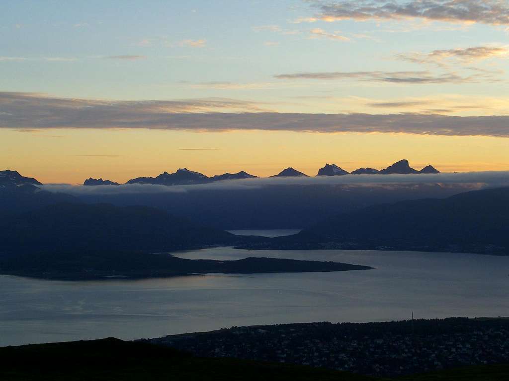 Peaks of Kvaløya at Midnight