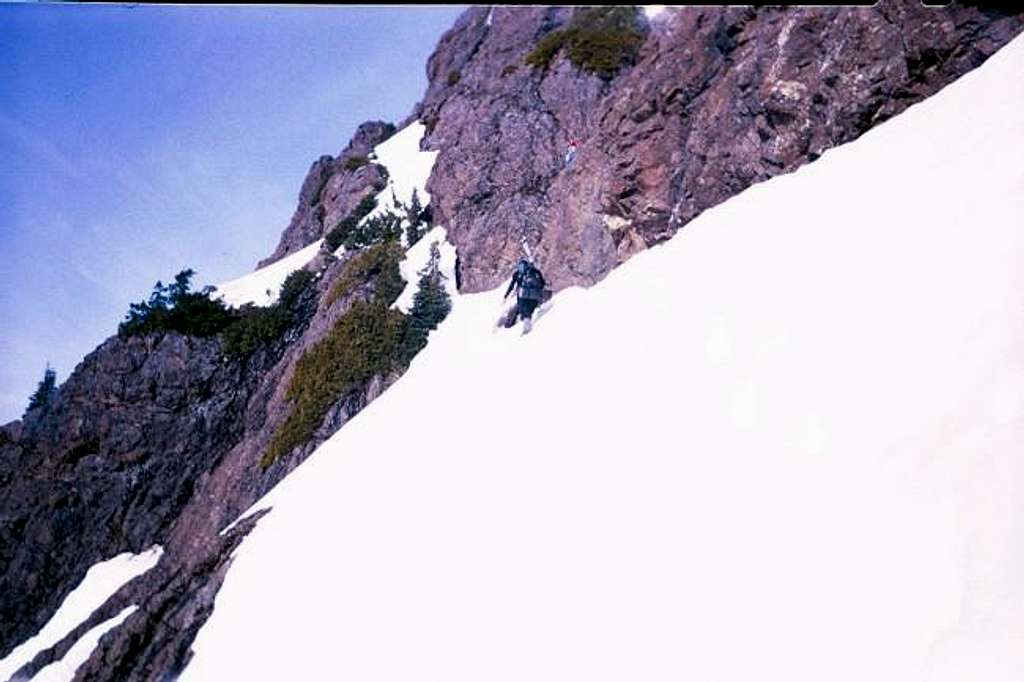 Shirley on the steep traverse...