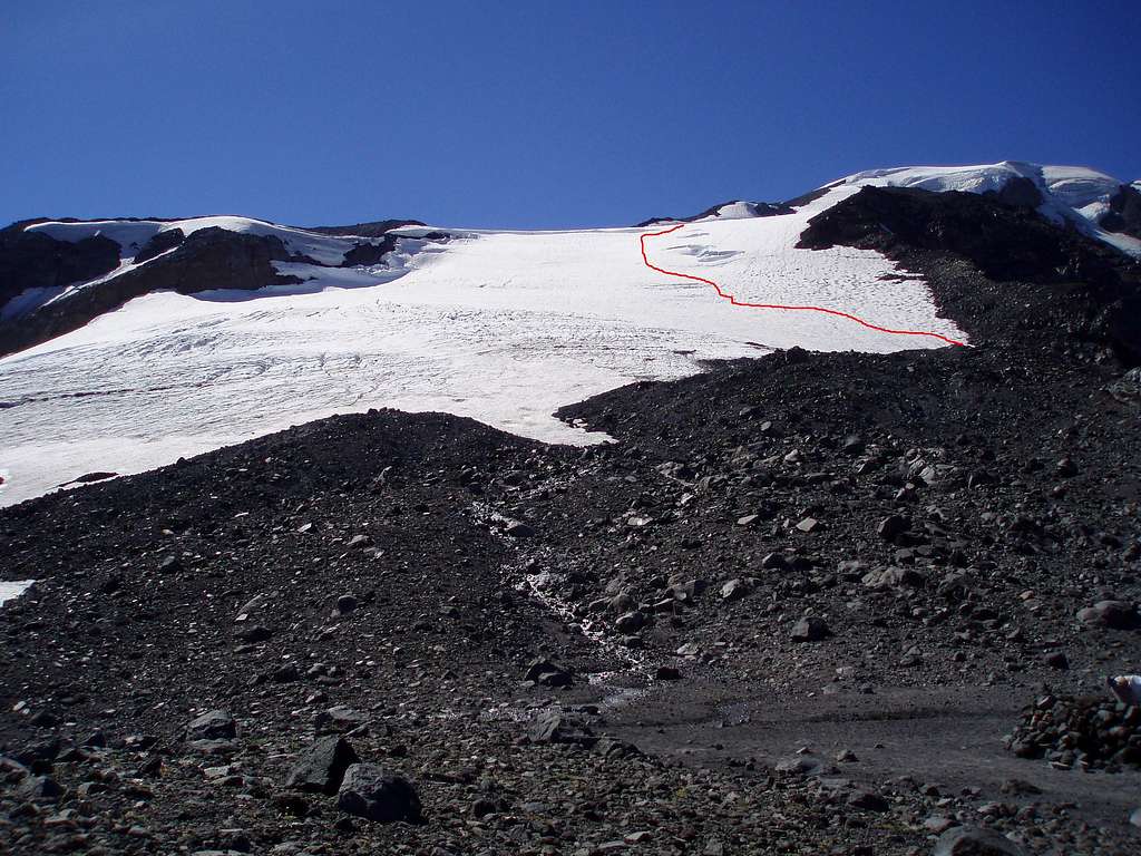 Approx. route up the Mazama Glacier ............