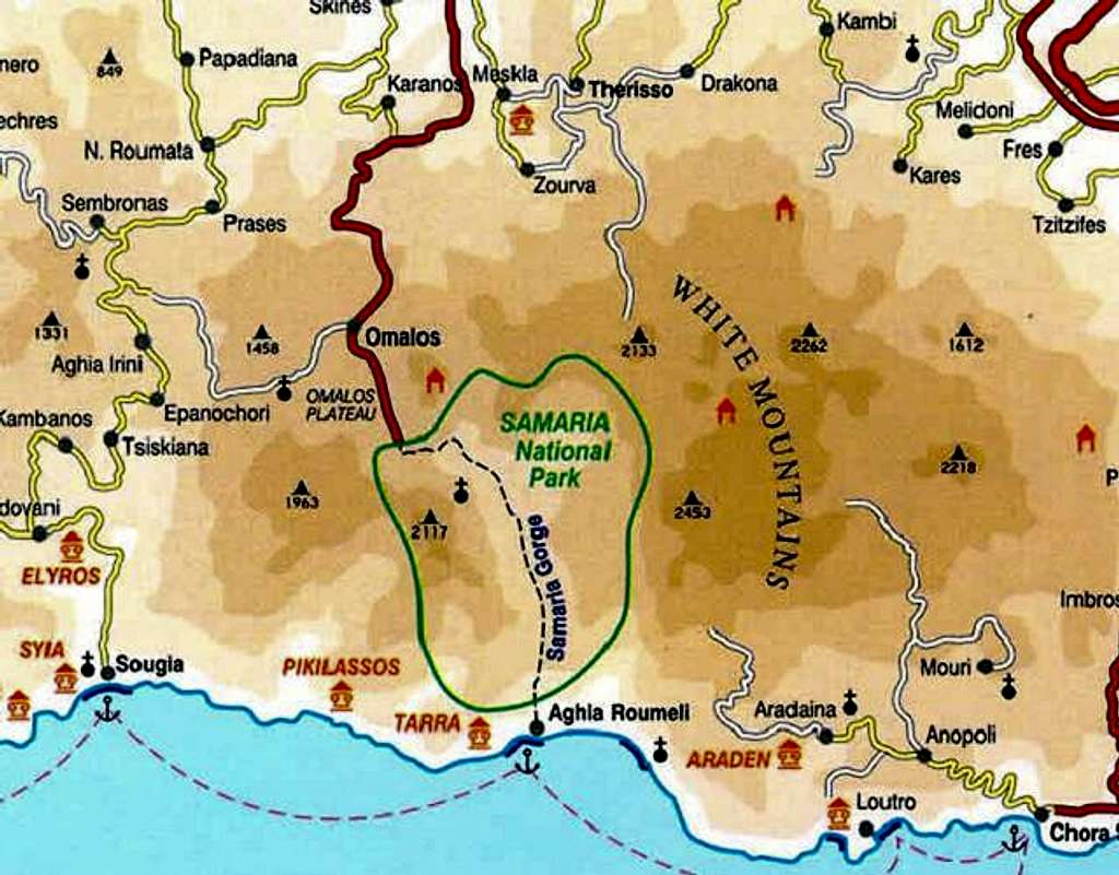 Map of the Samaria Gorge