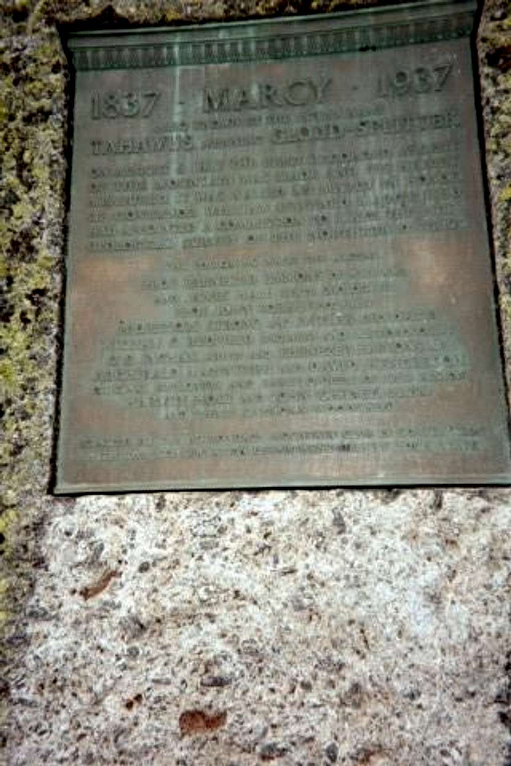 Marcy Summit Plaque May 2003