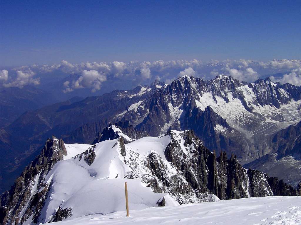 View to Mont Maudit and Mont Blanc du Tacul