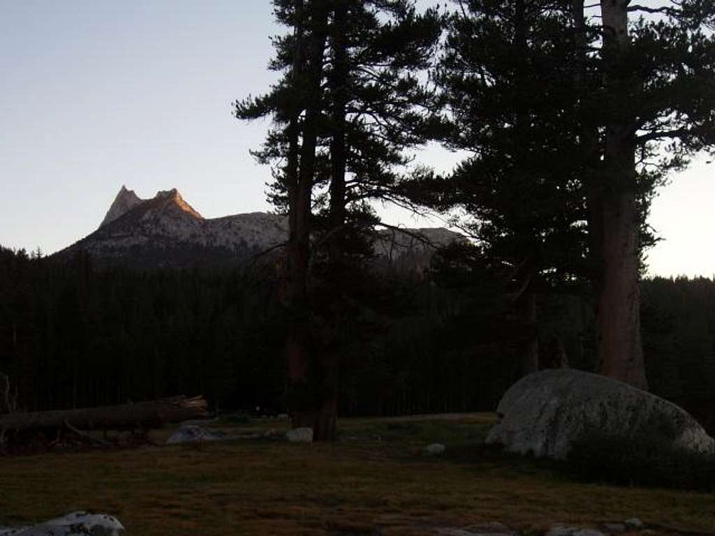 Cathedral Peak catches the last sunlight