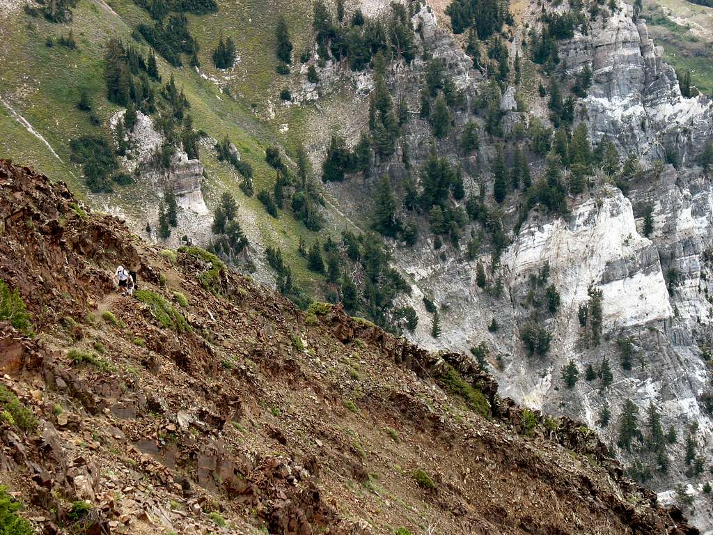 Hikers on Mount Superior's east ridge