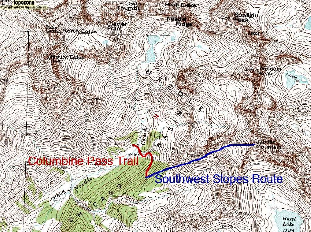 Jupiter Mountain's Southwest Slopes Route