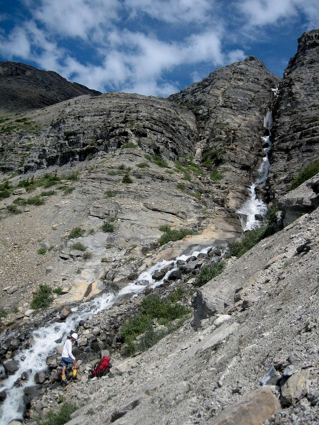 Glacier stream/waterfall crossing