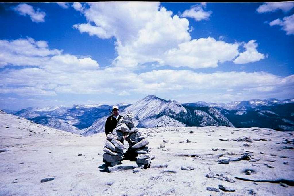 Arch cairn on Half Dome summit.