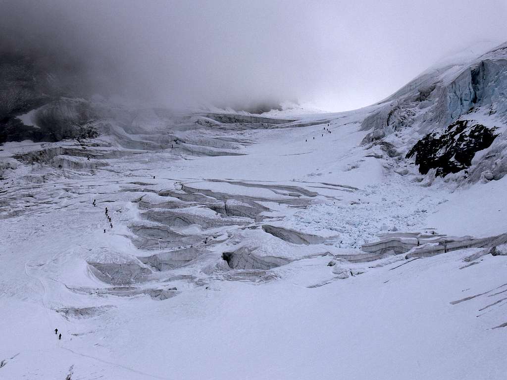 glacier walking on normal route above R.V.E