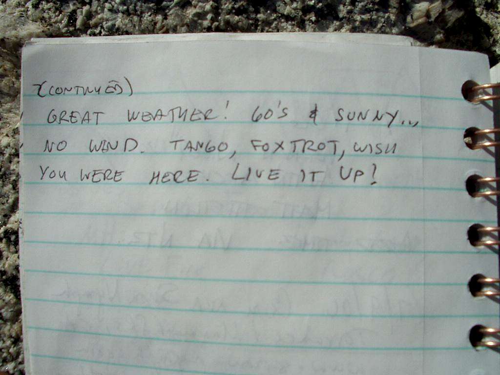 Summit Log Entry Page 2