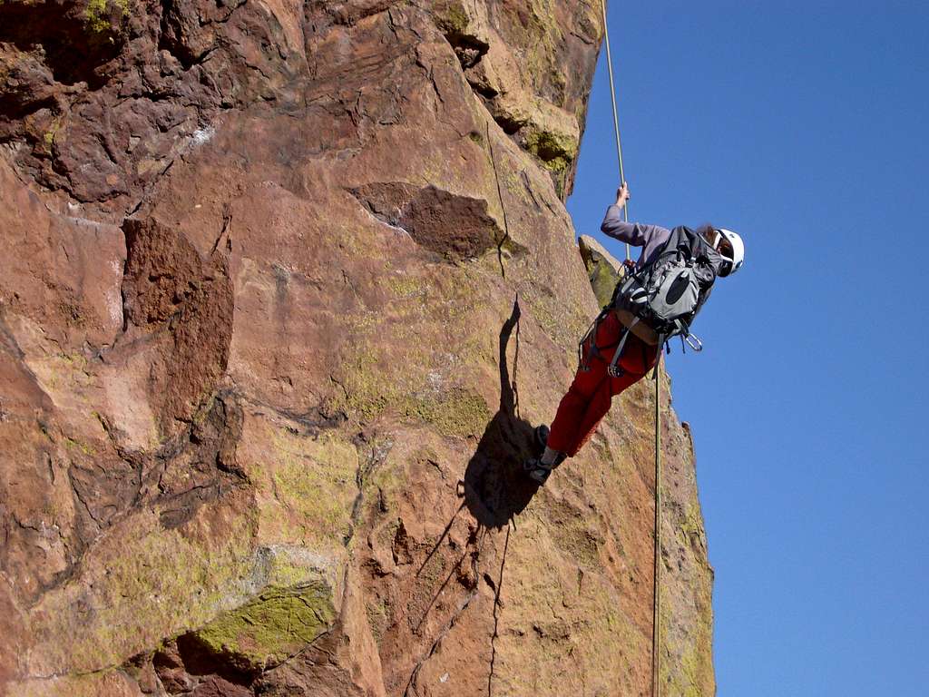 Rappelling from Friday's Folly Ledge