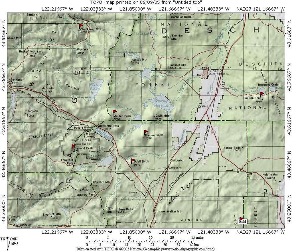 Odell Butte area map