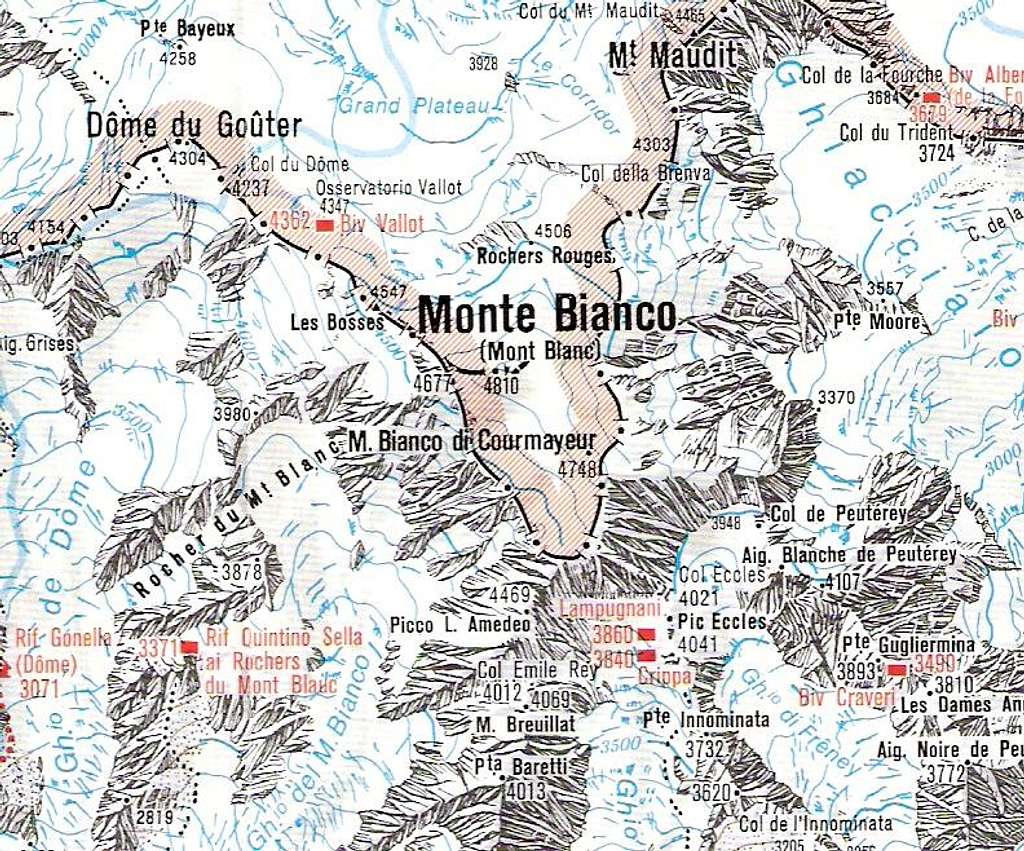 Map of Mont Blanc