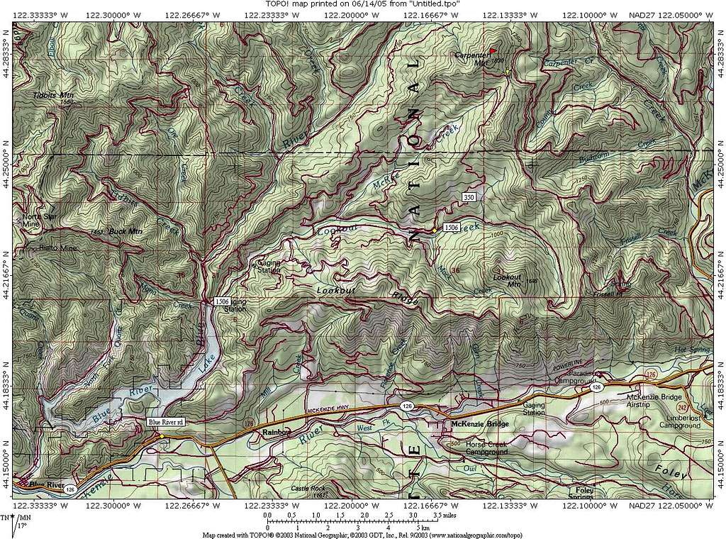 Map for Carpenter Mtn area