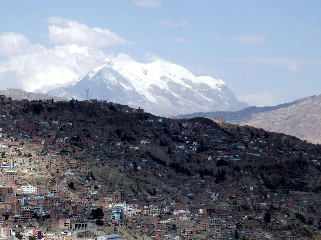 Illimani rising over La Paz