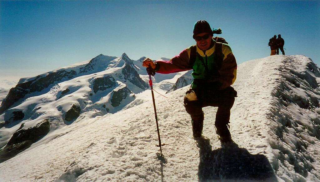 Hans on the summit with Monte Rosa behind