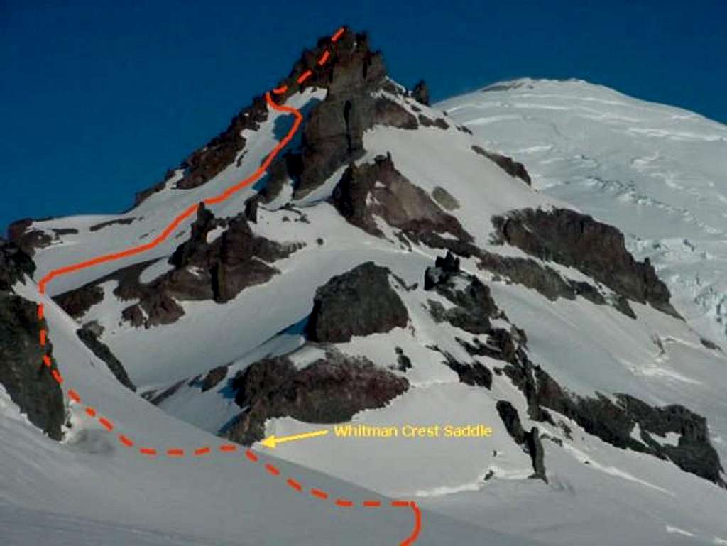 The route up Little Tahoma as...