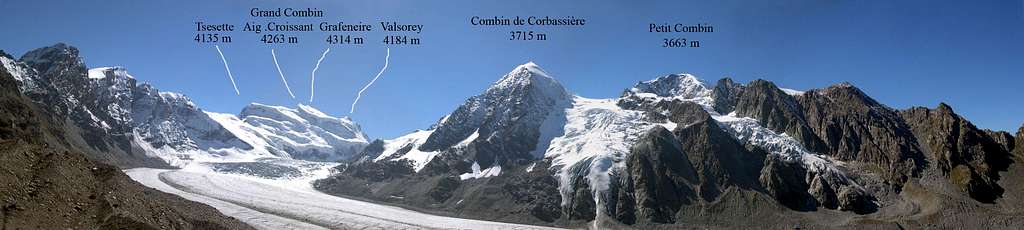 Grand Combin range and Panossière glacier from Cabane Bagnoud