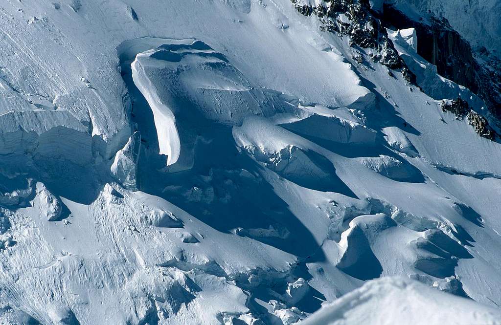 crevasses on Mont Blanc du Tacul