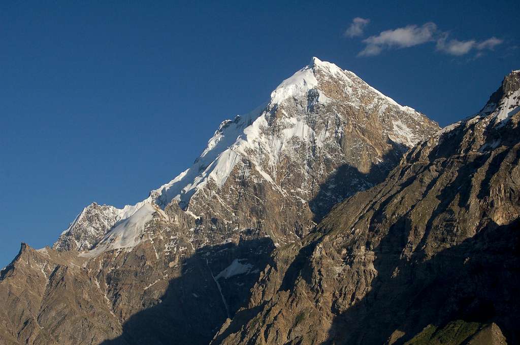 The impressive west face of Makrong Chhish (6607m), the highest peak in the Bal Chhish group