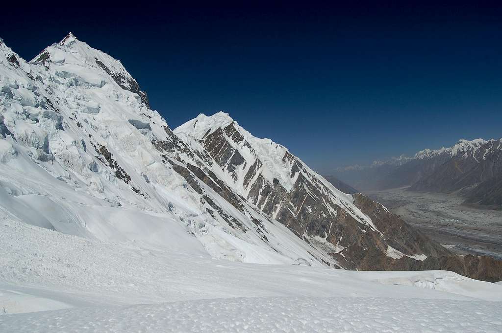 Bal Chhish peaks to the west as viewed from high camp at 5150m