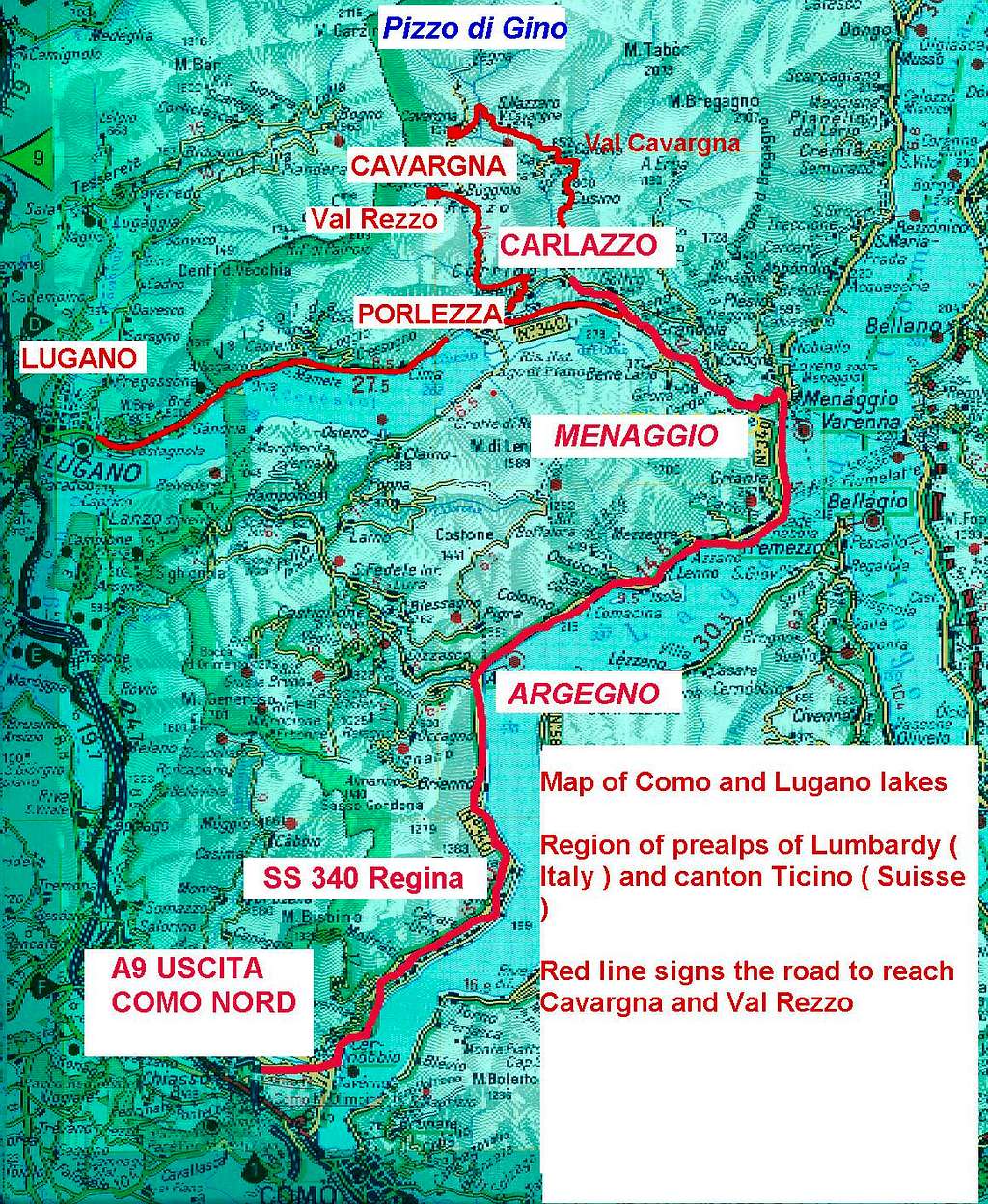 Map of Pizzo di Gino's area