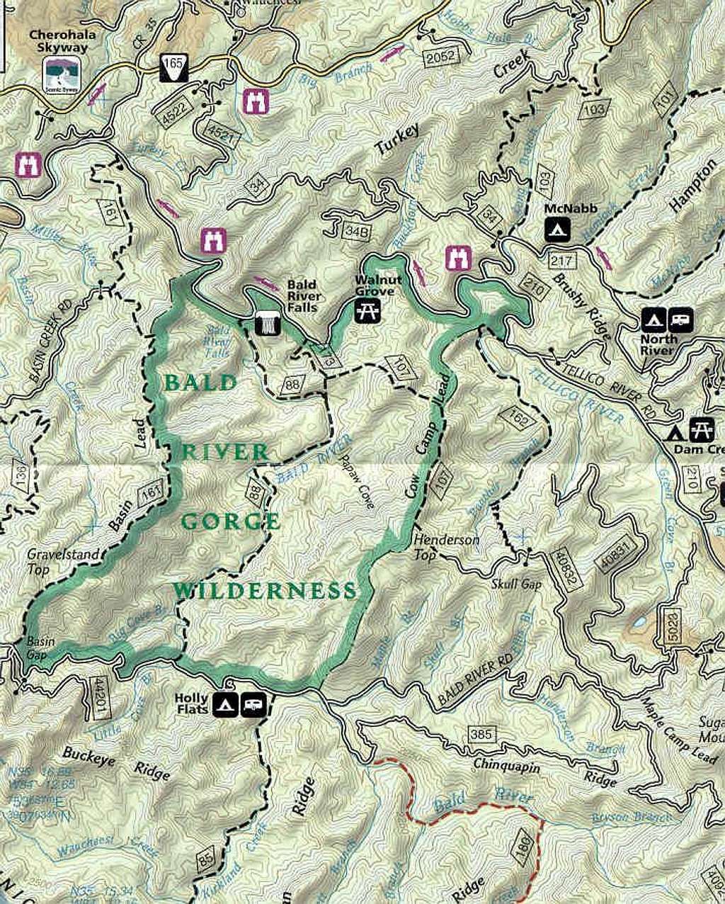 Bald River Gorge Map