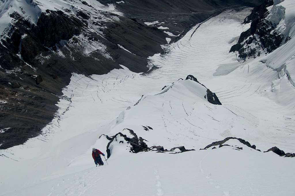 Peter approaching the top of the East Ridge of Ghorhil Sar