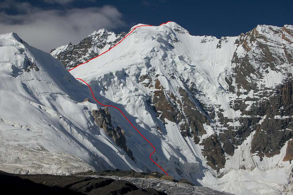 The North-east ridge: direct route to the col