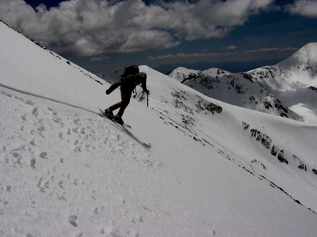Snowboarding from Mellenthin La Sal Mountains of Utah by Ross Schnell