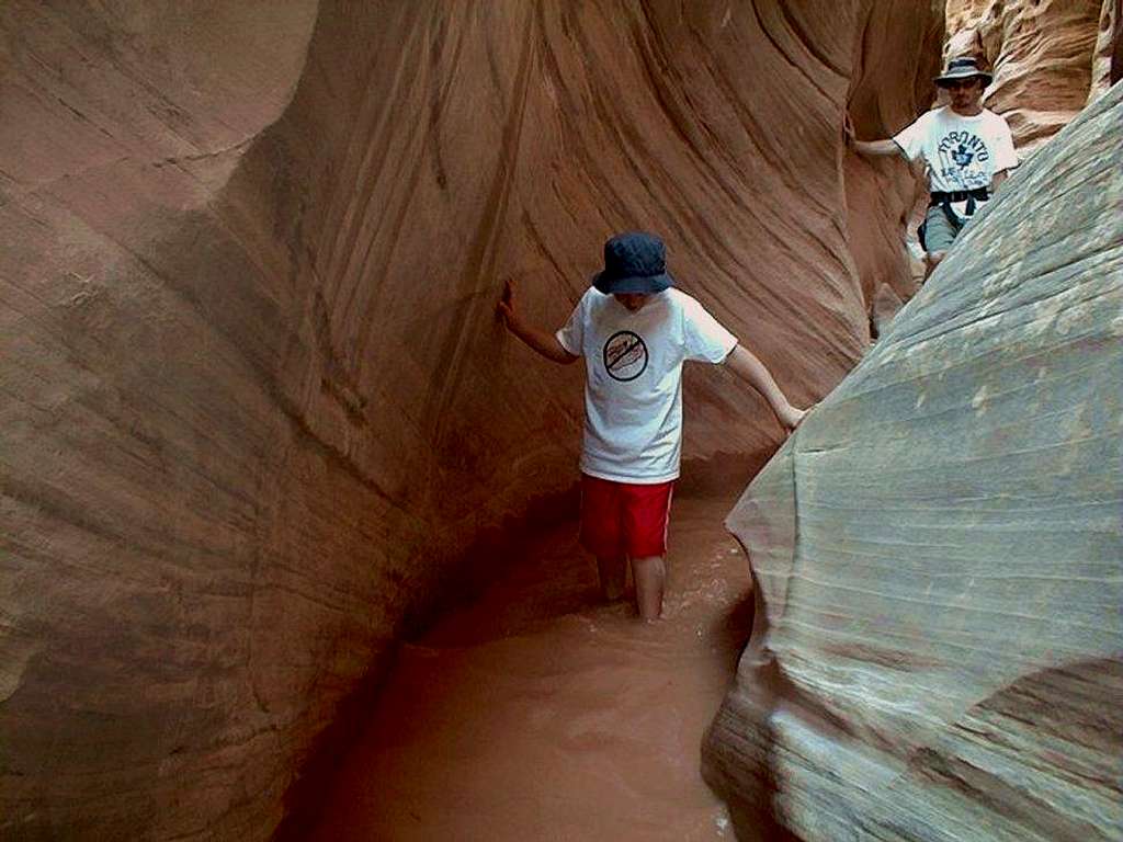 Wading in Little Wildhorse Canyon
