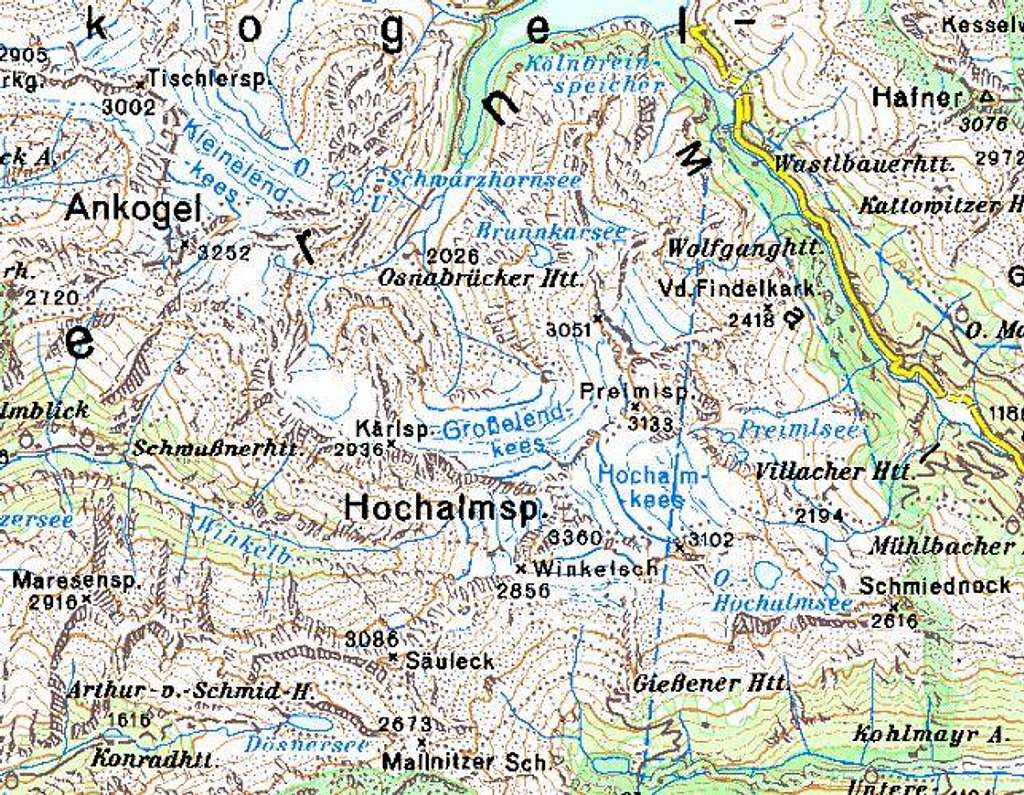 Hochalmspitze overview map.
