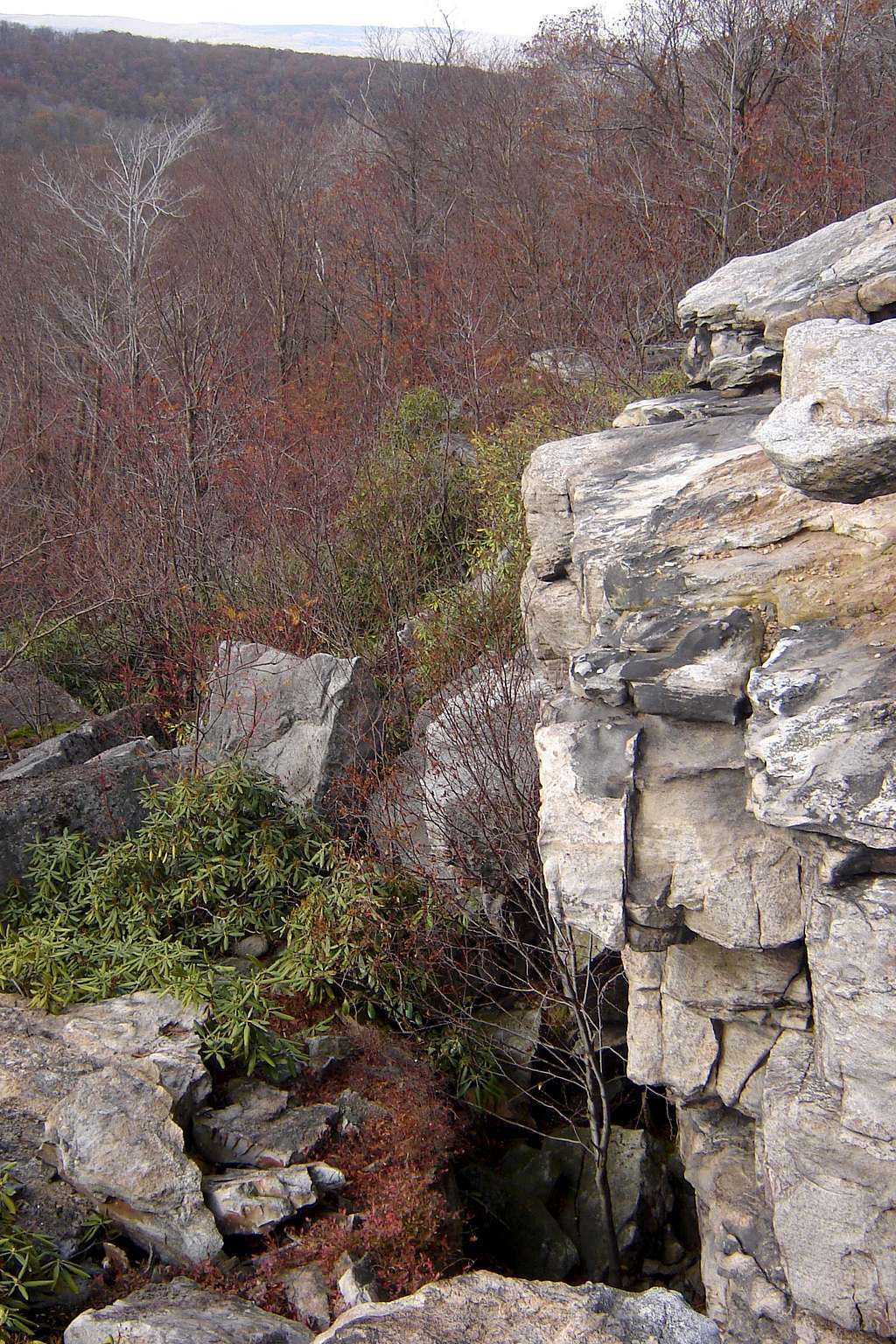 Looking down on the outcropping from on top