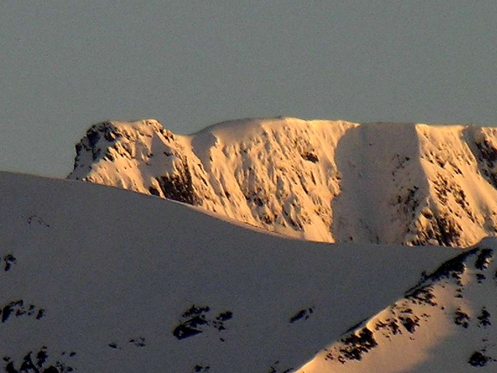 Zoom shot of summit block of Ben Nevis