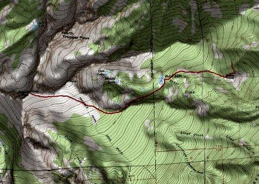 3D Topo of Baker Lake Gully Route
