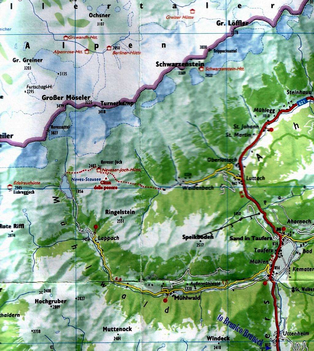 Cima delle Pecore/Schaflahnernock - topo map