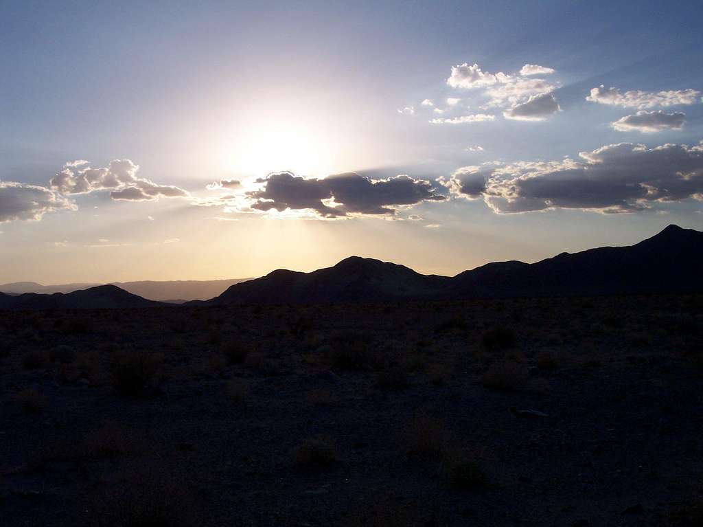 Sunset in Mojave with Mtn. Background