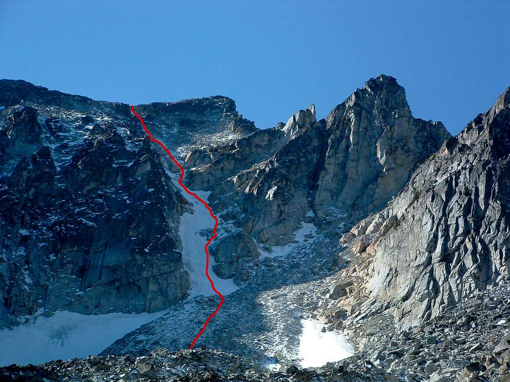 Highlighted Northeast Couloir Route