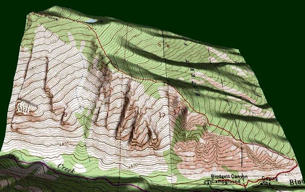 3D Topo of Mill Point Route