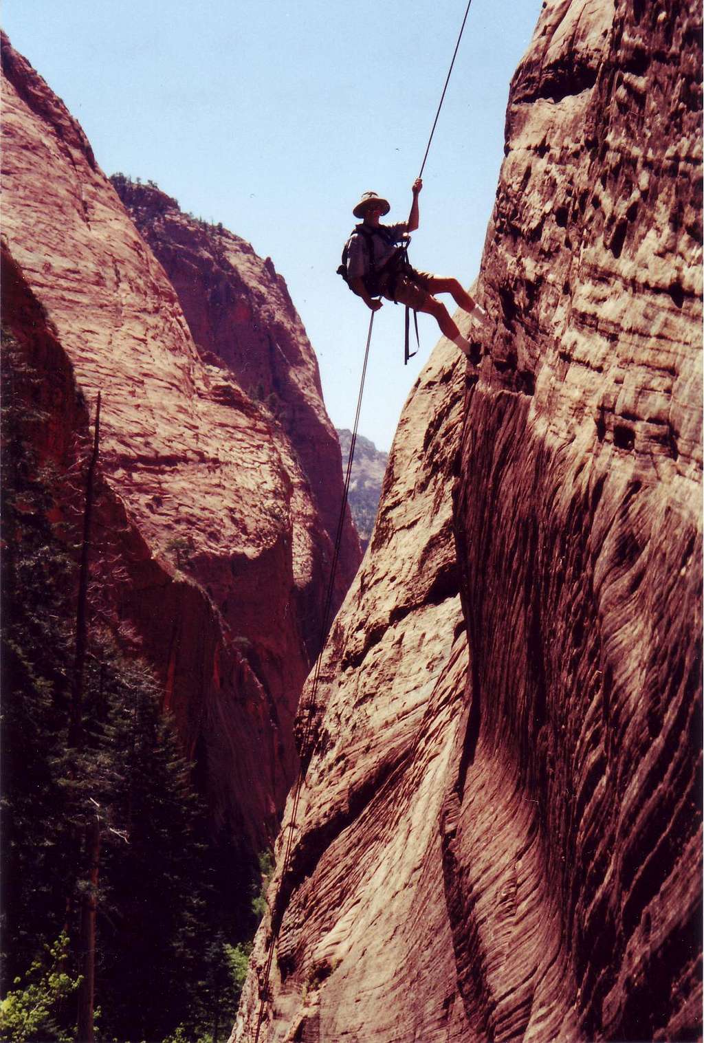 rappelling in the kolob canyons