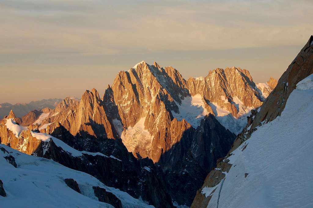 South Face of Aiguille Verte from the top of the Tacul triangle shortly before sunset