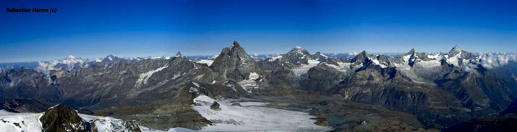 Panorama Mont Blanc - Matterhorn - Weisshorn
