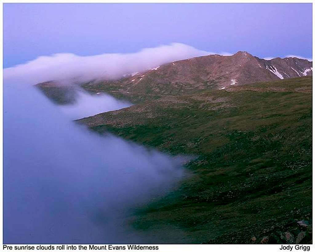 Mount Evans rolling clouds