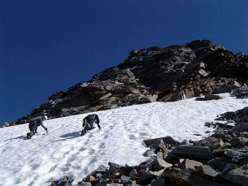 Short downclimb to the scree.